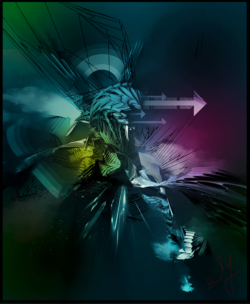 Rainbow Clash III Print Size, abstract digital artwork by Dag Yeshiwas