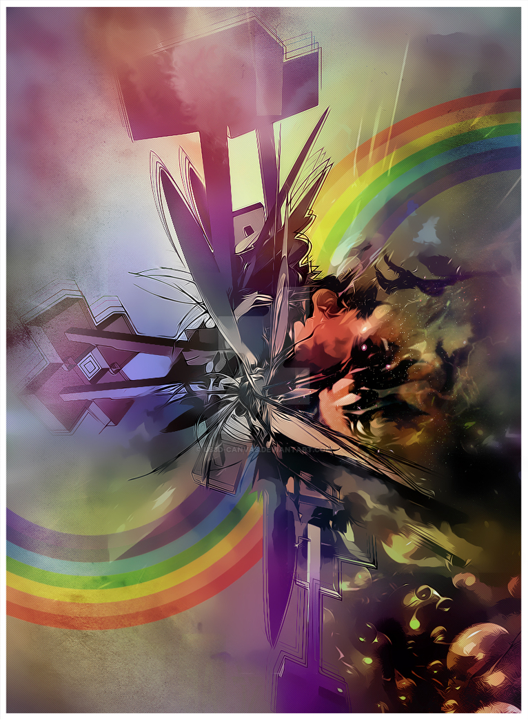 Rainbow Clash IV, abstract digital artwork by Dag Yeshiwas